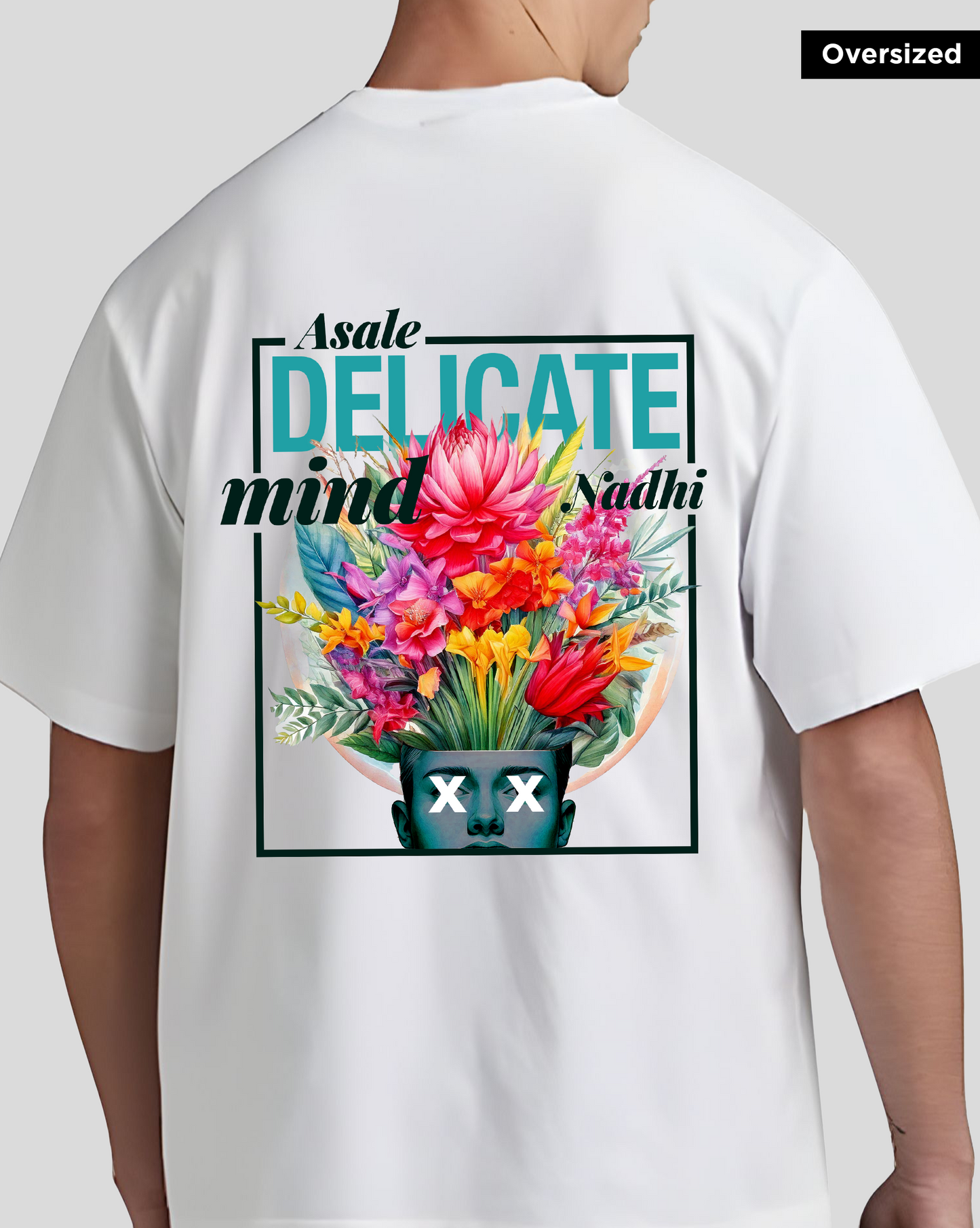 Asale Delicate Mind Naadhi Oversized White Unisex T-shirt