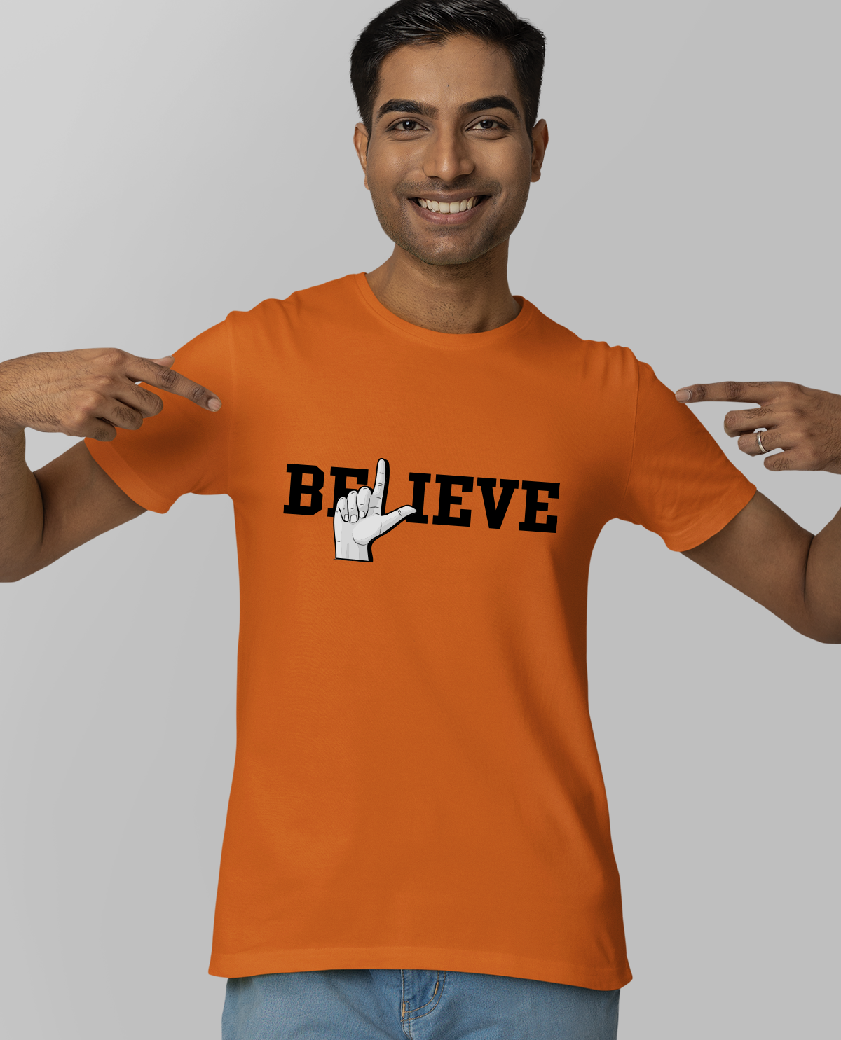 Believe in Abhishek Sharma Unisex T-shirt Orange