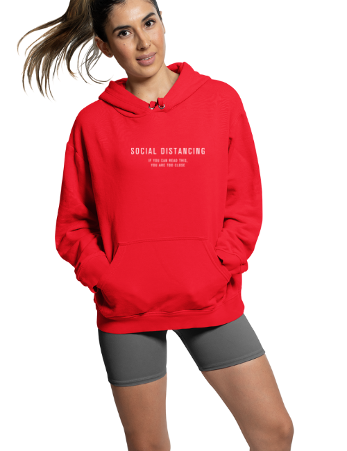 Social Distancing Minimal Unisex Hoodie Red