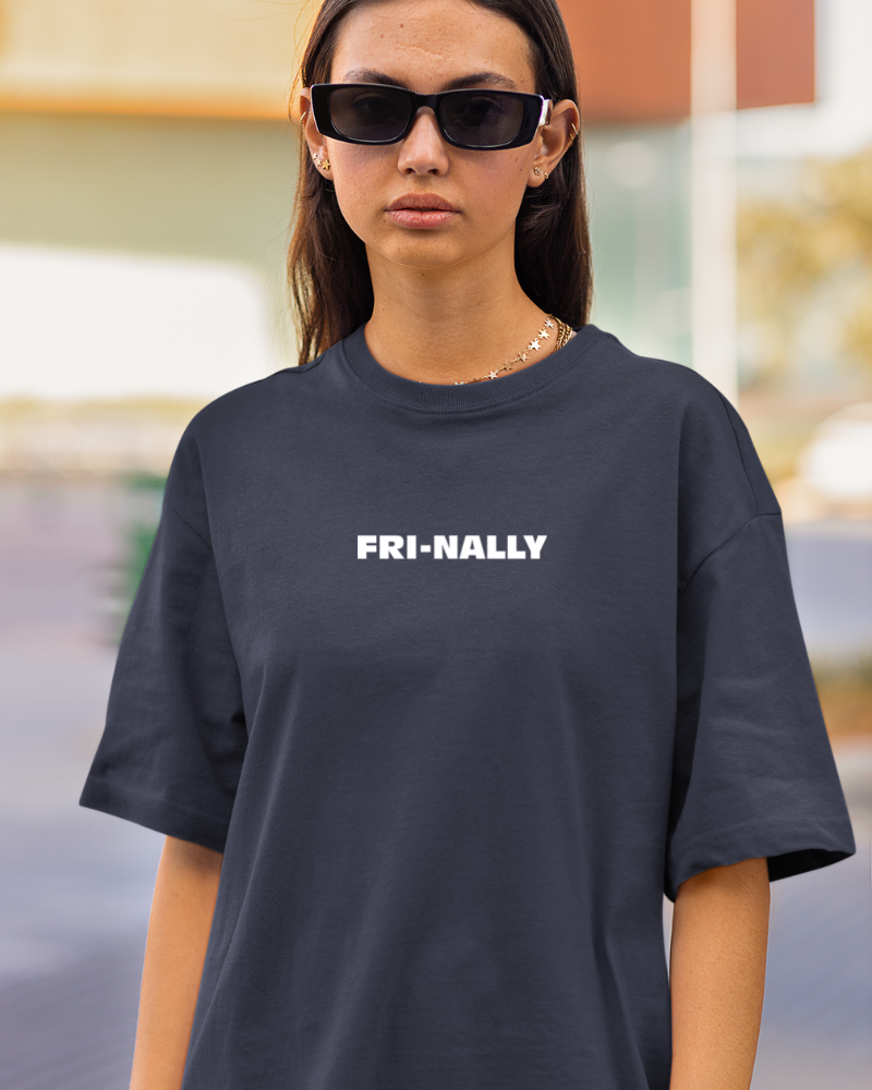 Oversized Drip Minimals : Fri-Nally Navy Blue Unisex T-shirt
