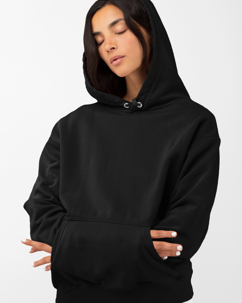 Black Unisex Plain Hoodie