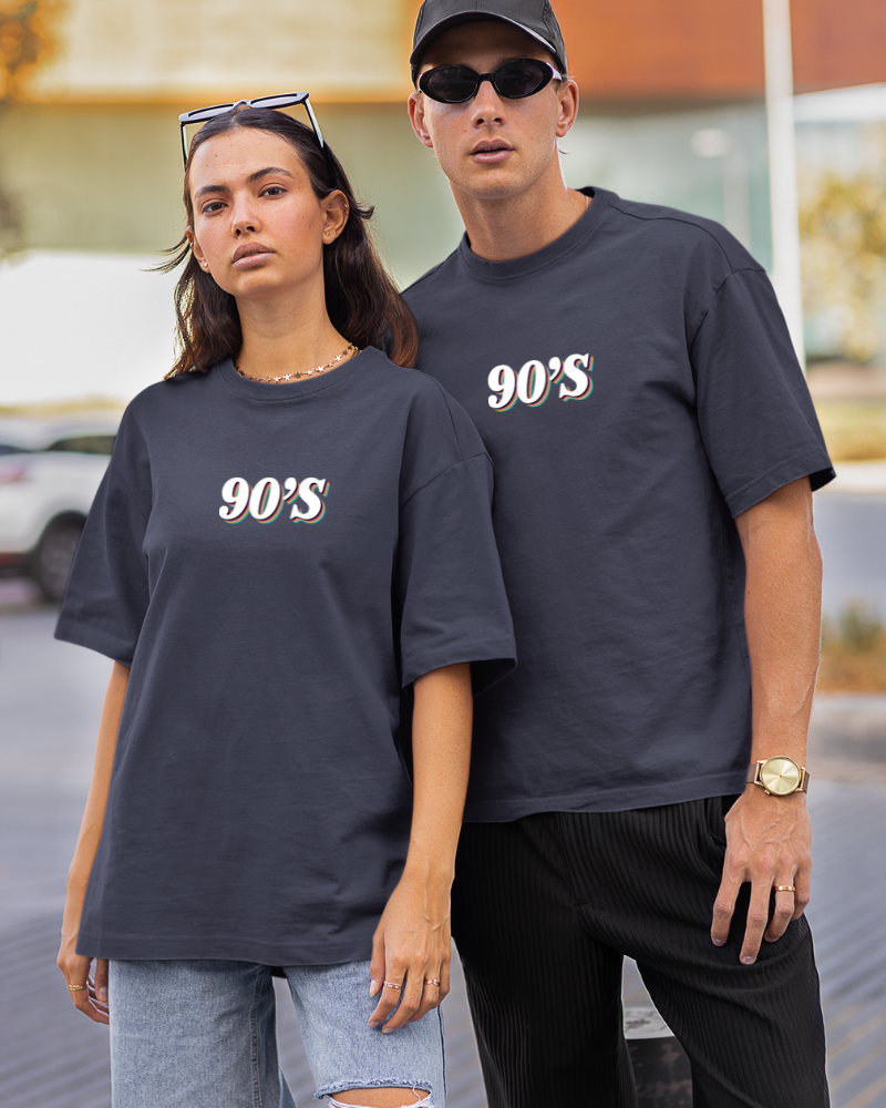 Oversized Drip Minimals : 90's Navy Blue Unisex T-shirt