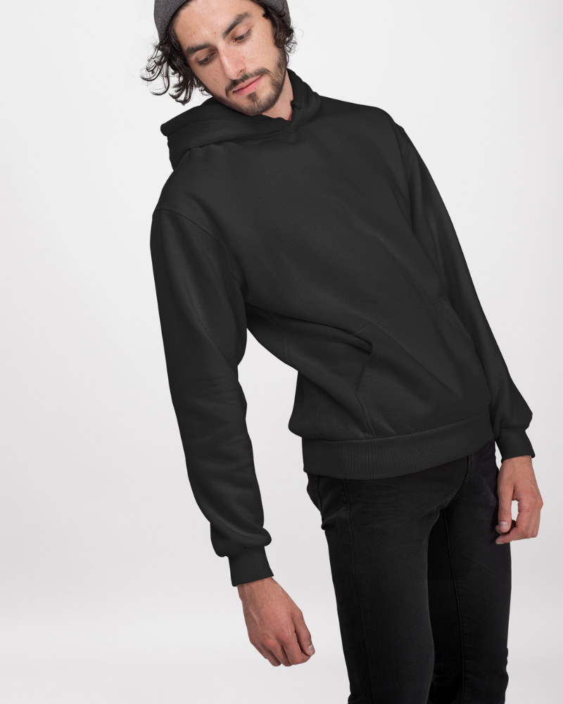 Black Unisex Plain Hoodie