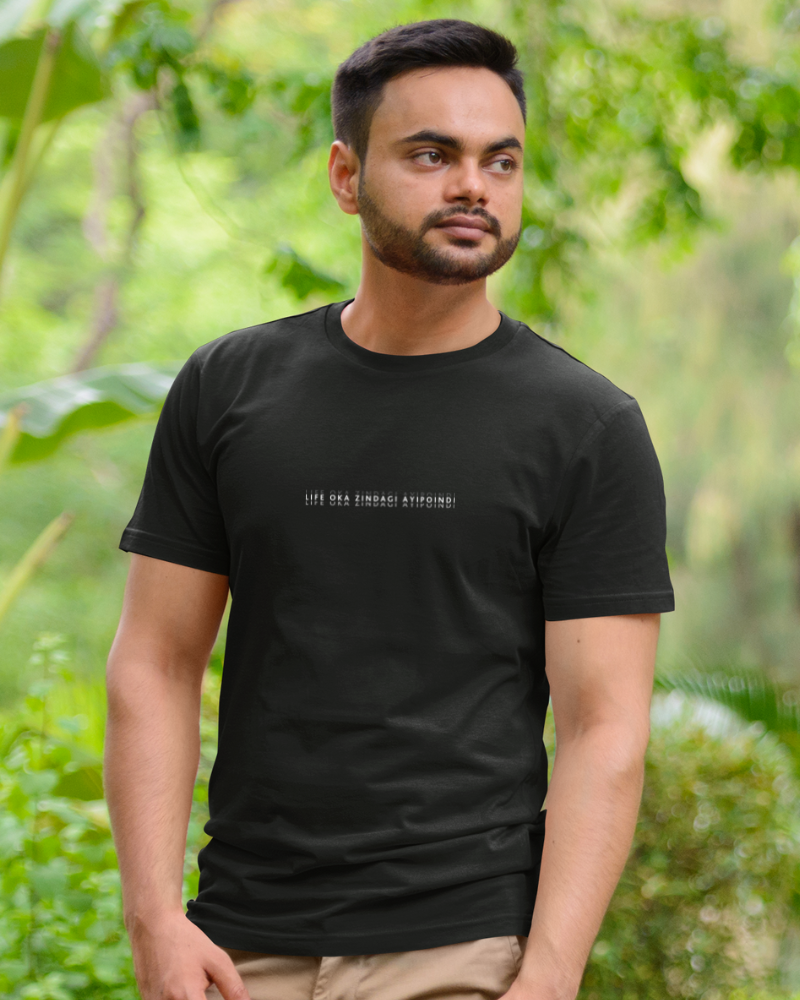 Life Oka Zindagi Minimal Unisex T-shirt Black