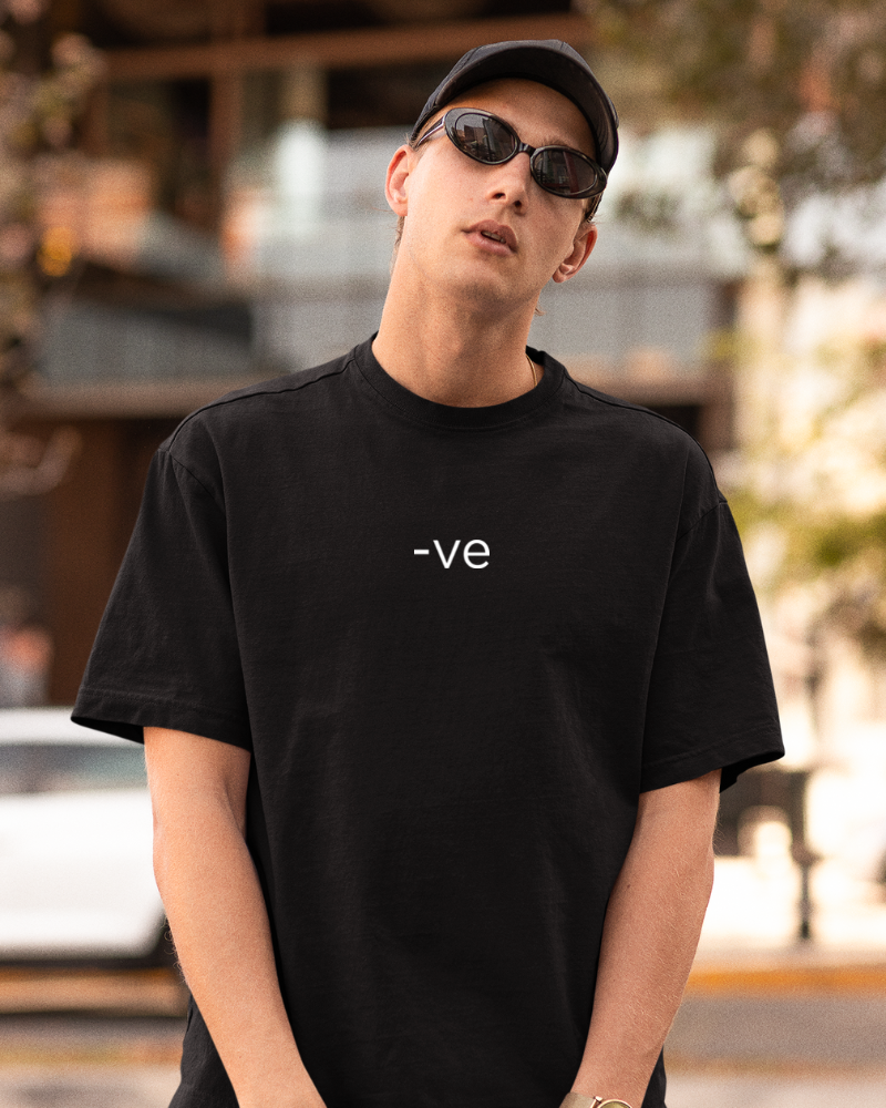 Oversized Drip Minimals : -Ve Black Unisex T-shirt