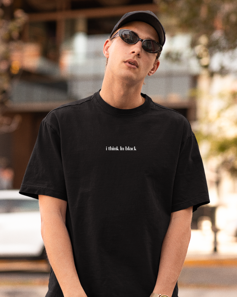 Oversized Drip Minimals :  I Think In Black Black Unisex T-shirt