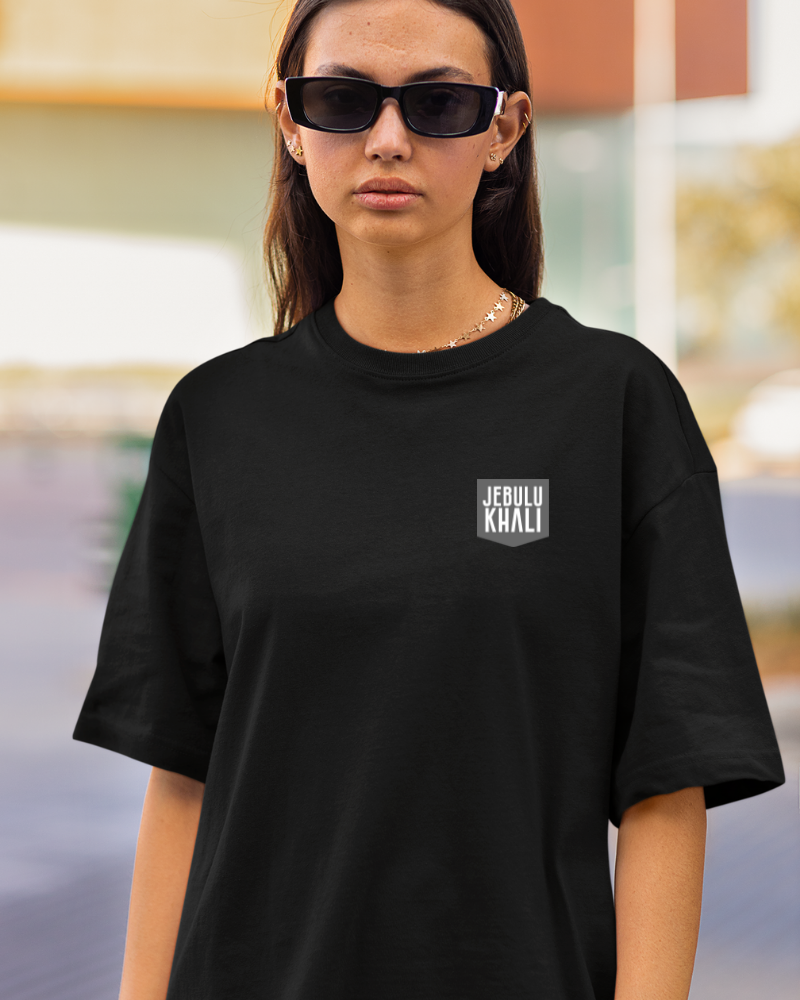 Oversized Telugu Minimals : Jebulu Khali Black Unisex T-shirt