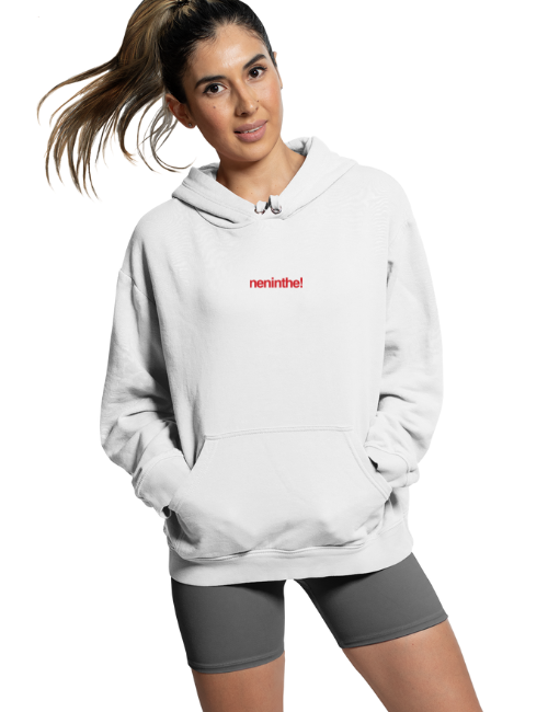 Neninthe Minimal Unisex Hoodie White