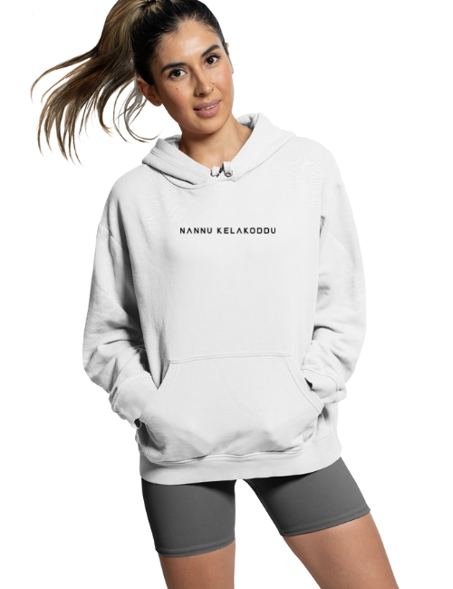 Nanu Kelakoddu Minimal Unisex Hoodie White