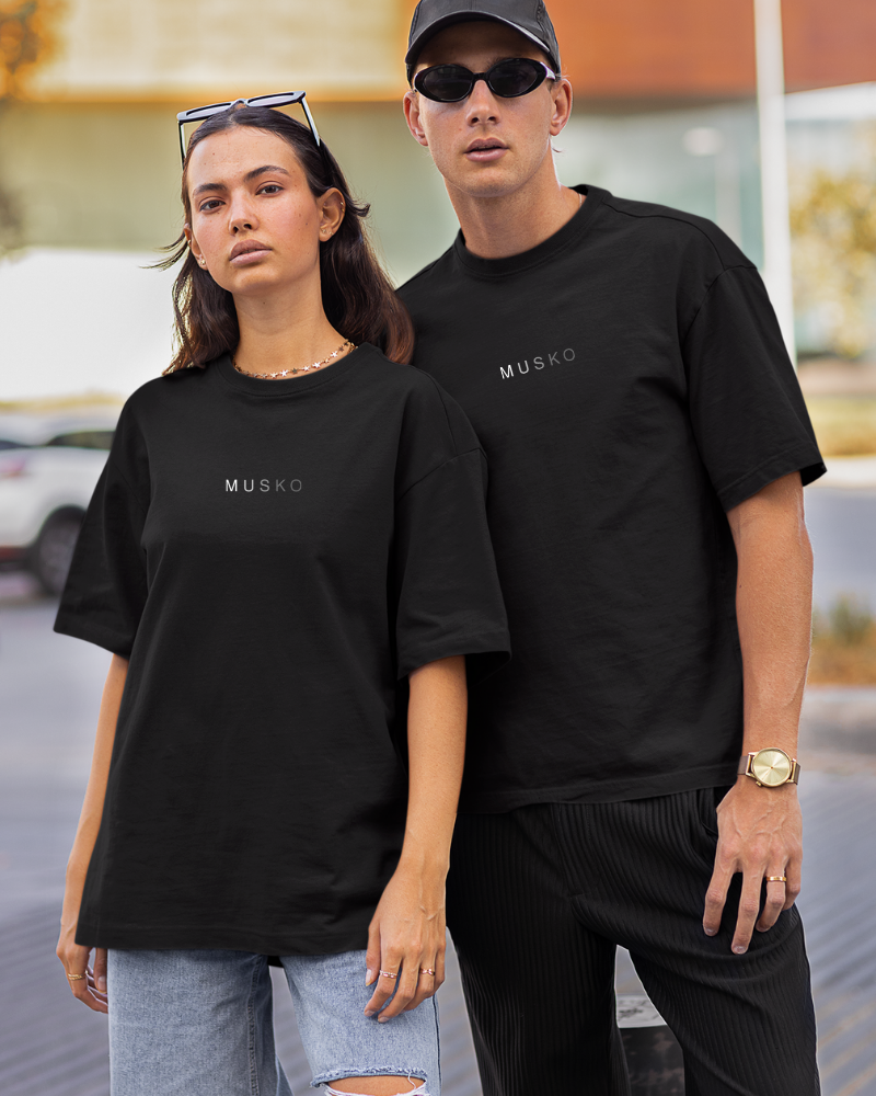 Oversized Telugu Minimals : Musko Black Unisex T-shirt