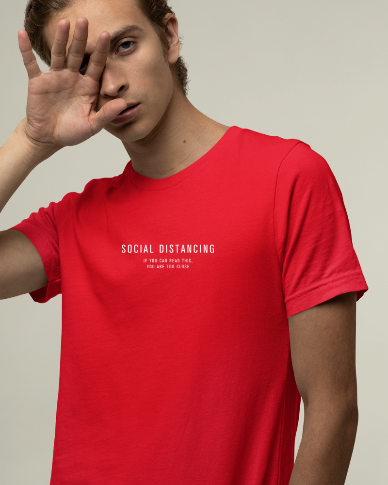 Social Distancing Minimal Unisex T-shirt Red