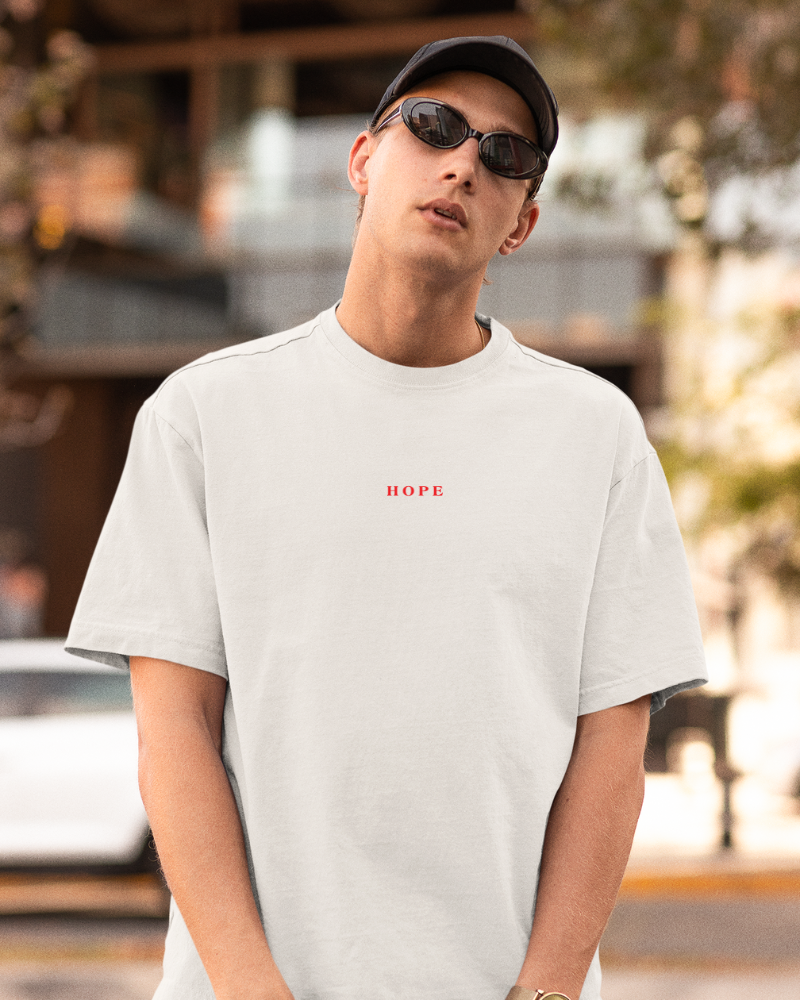 Oversized Drip Minimals : Hope White Unisex T-shirt