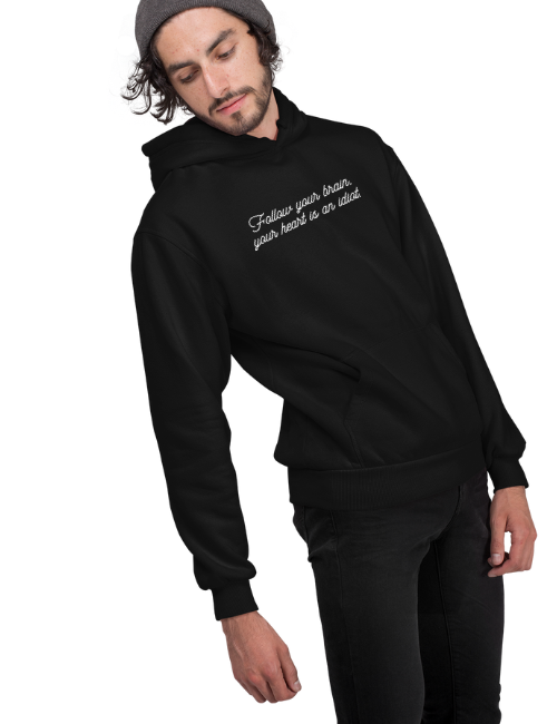 Follow Your Brain Minimal Unisex Hoodie Black