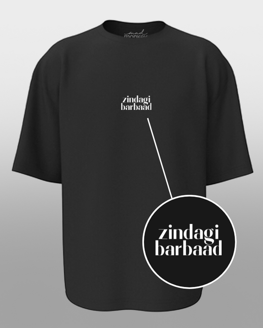 Oversized Telugu Minimals : - Zindagi Barbaad Black Unisex T-shirt