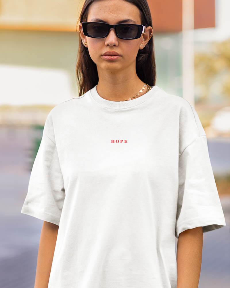 Oversized Drip Minimals : Hope White Unisex T-shirt