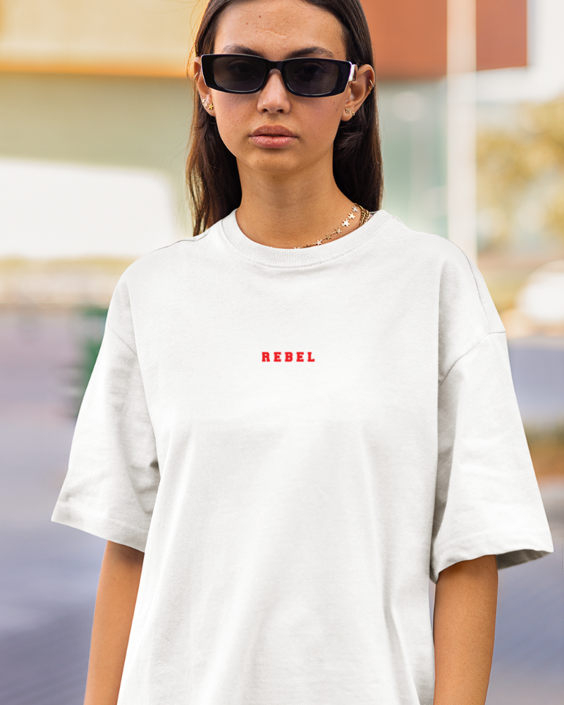 Oversized Drip Minimals : Rebel White Unisex T-shirt