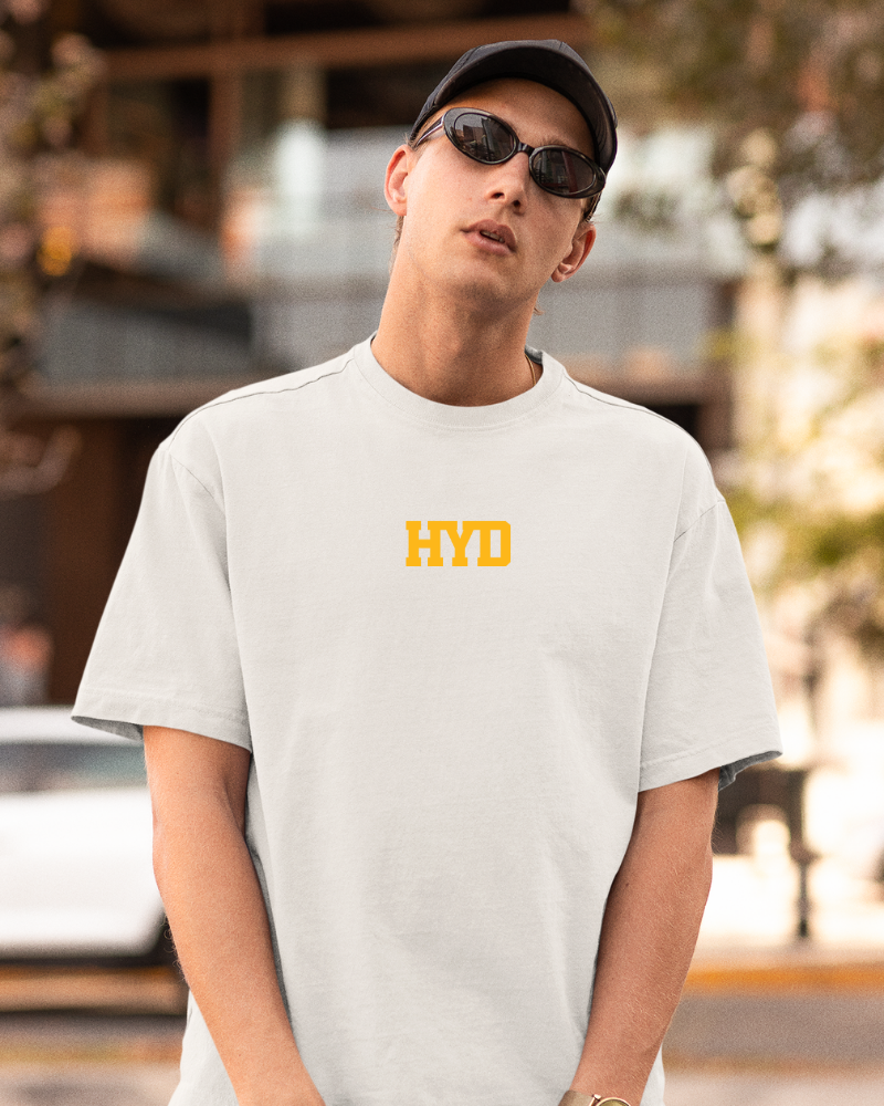 Oversized Telugu Minimals : HYD White Unisex T-shirt