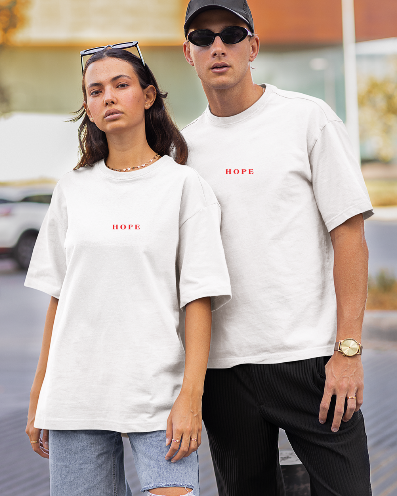 Oversized Drip Minimals : Hope White Unisex T-shirt