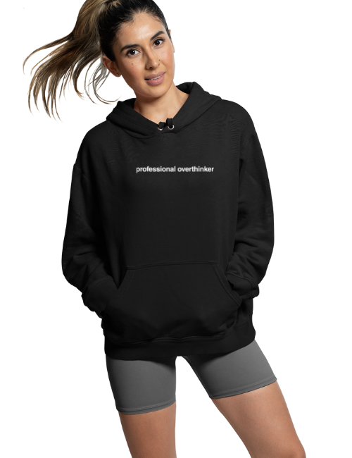 Professional Overthinkers Minimal Unisex Hoodie Black