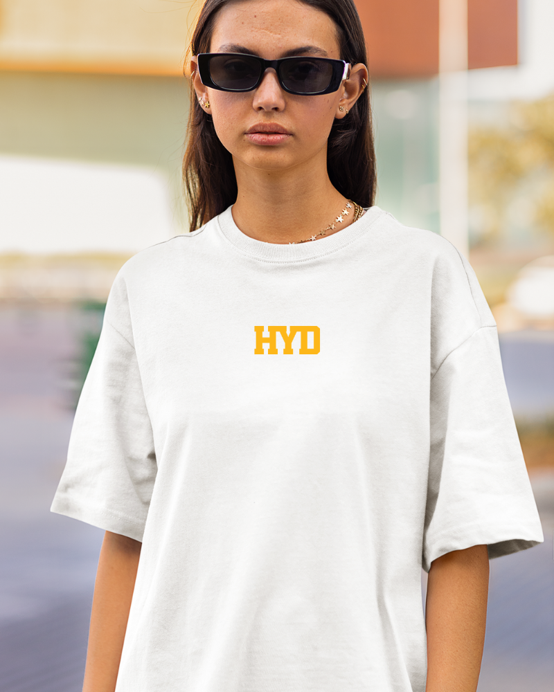 Oversized Telugu Minimals : HYD White Unisex T-shirt