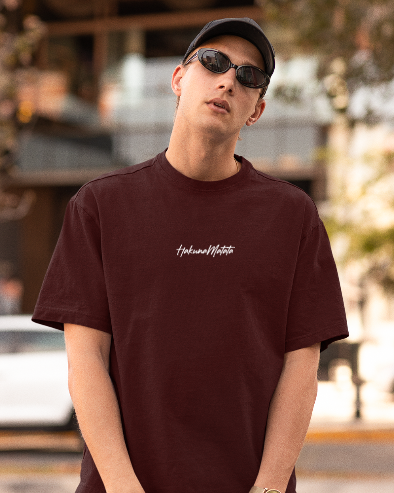 Oversized Drip Minimals : Hakuna matata Maroon Unisex T-shirt