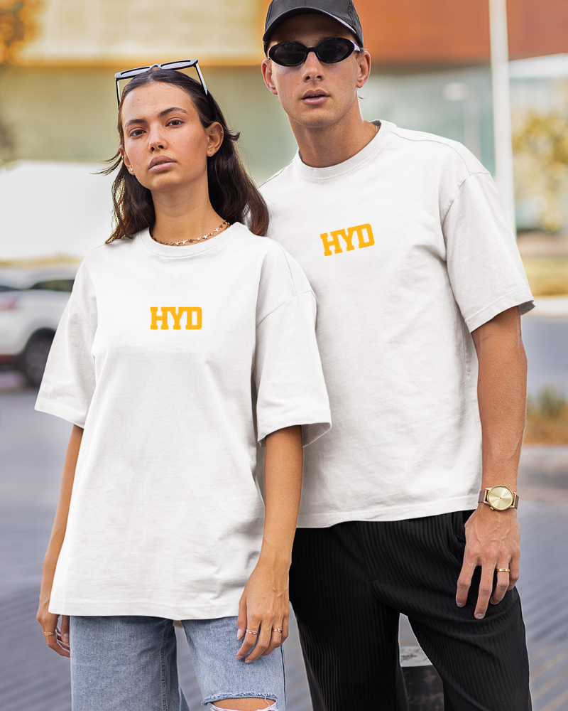 Oversized Telugu Minimals : HYD White Unisex T-shirt