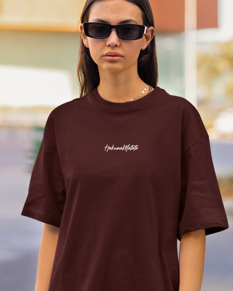 Oversized Drip Minimals : Hakuna matata Maroon Unisex T-shirt