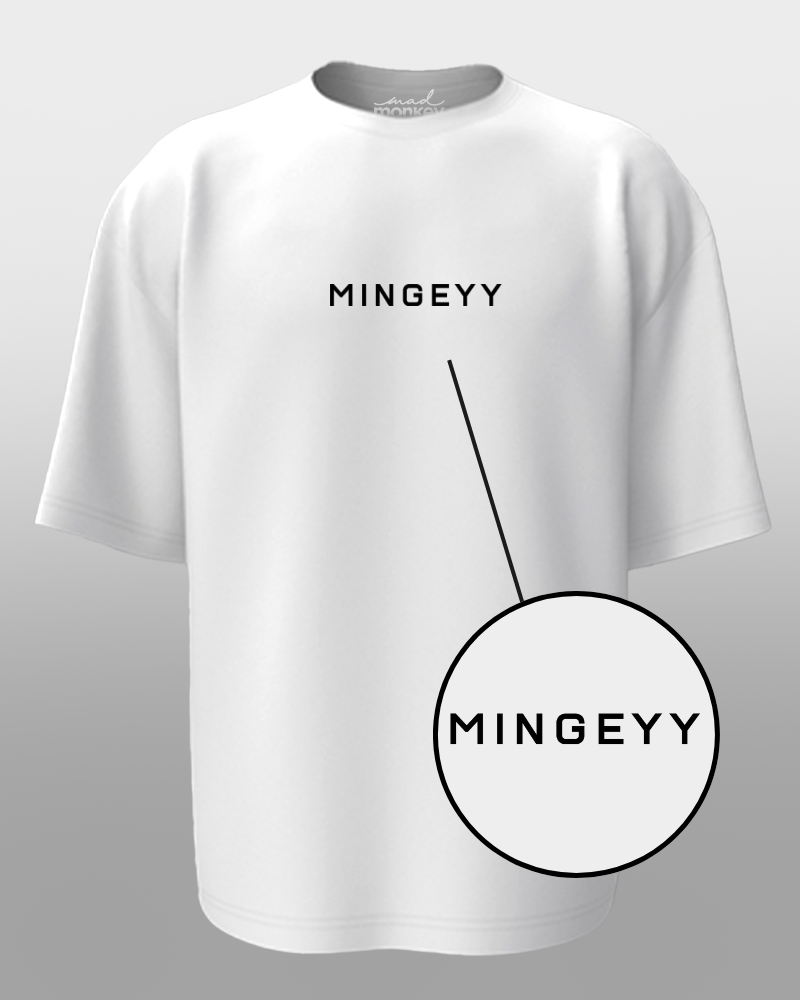 Oversized Telugu Minimals : - Mingeyy White Unisex T-shirt