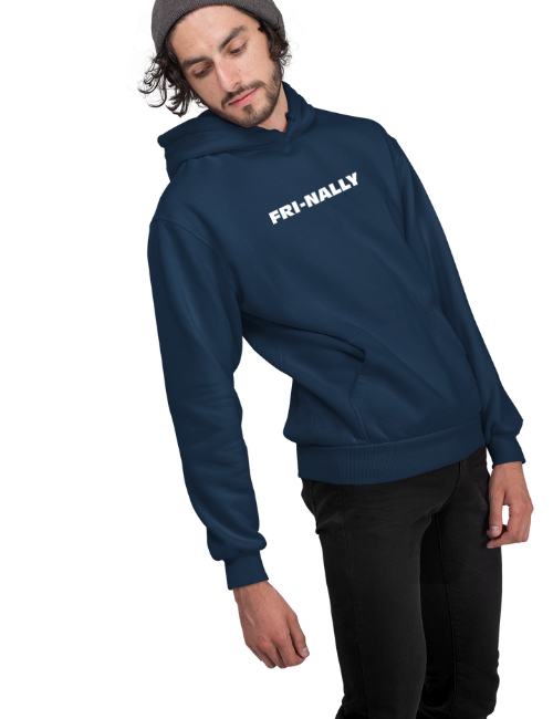 Fri-Nally Minimal Unisex Hoodie Navy Blue