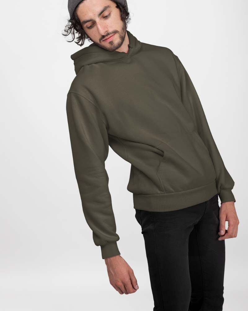 Olive green  Unisex Plain Hoodie