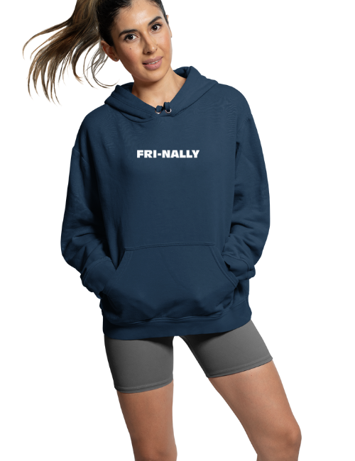 Fri-Nally Minimal Unisex Hoodie Navy Blue