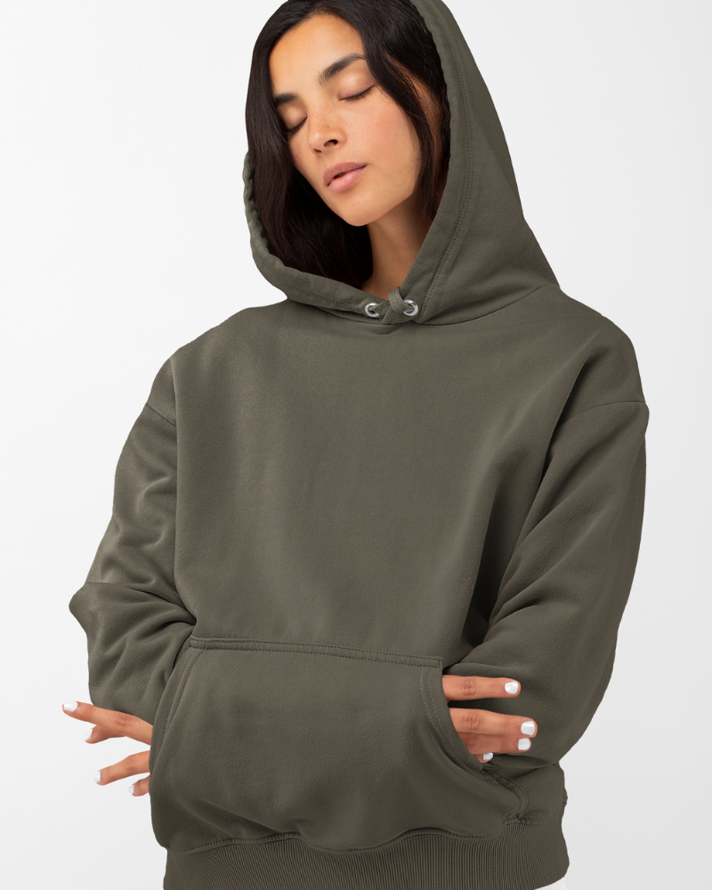 Olive green  Unisex Plain Hoodie