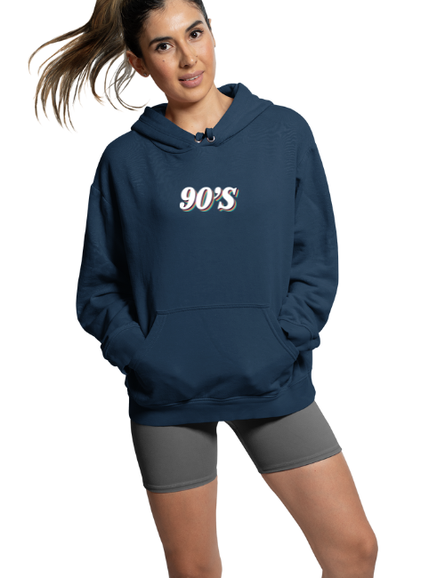 90's Minimal Unisex Hoodie Navy Blue