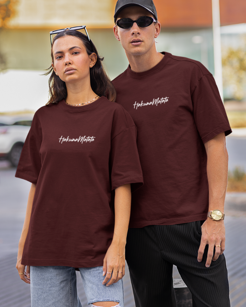 Oversized Drip Minimals : Hakuna matata Maroon Unisex T-shirt