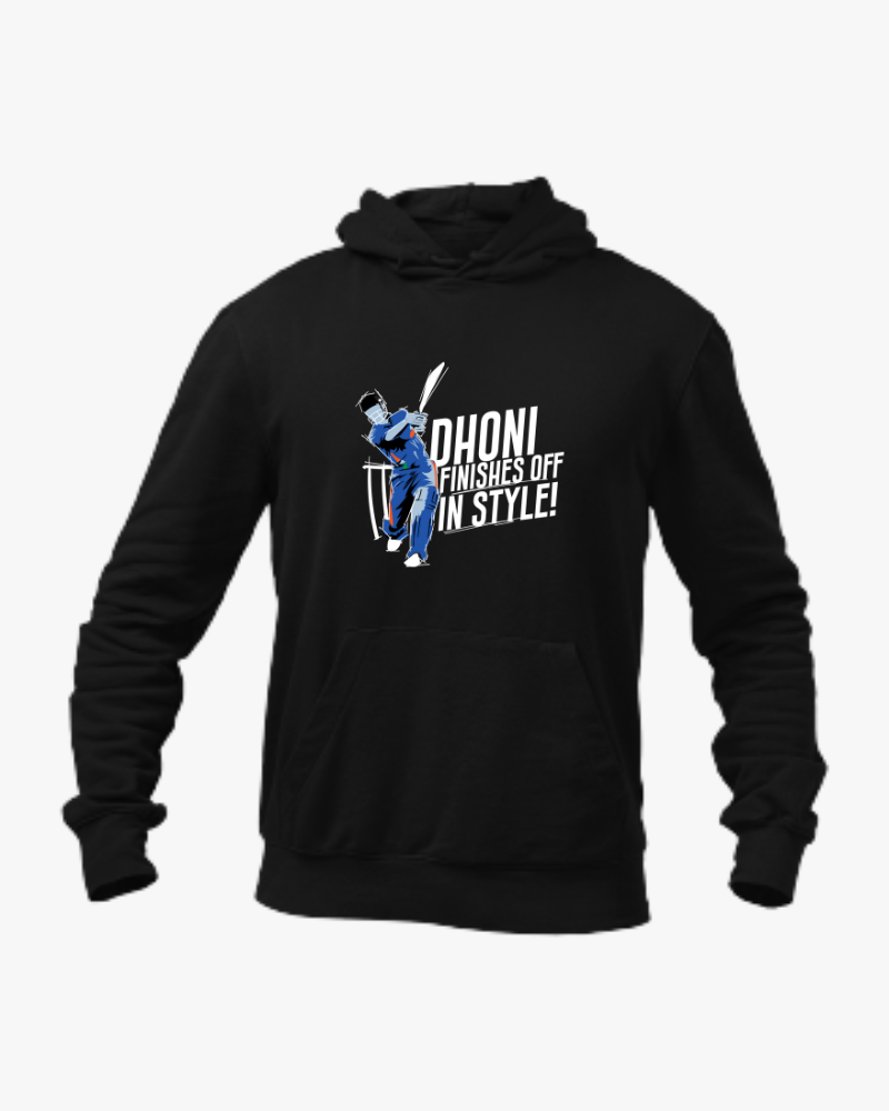 Dhoni Finishes Off in Style Unisex Hoodie Navy Blue