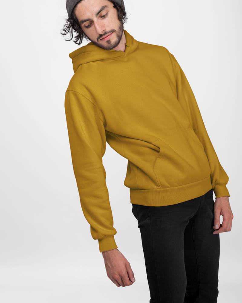 Musturd yellow Unisex Plain Hoodie