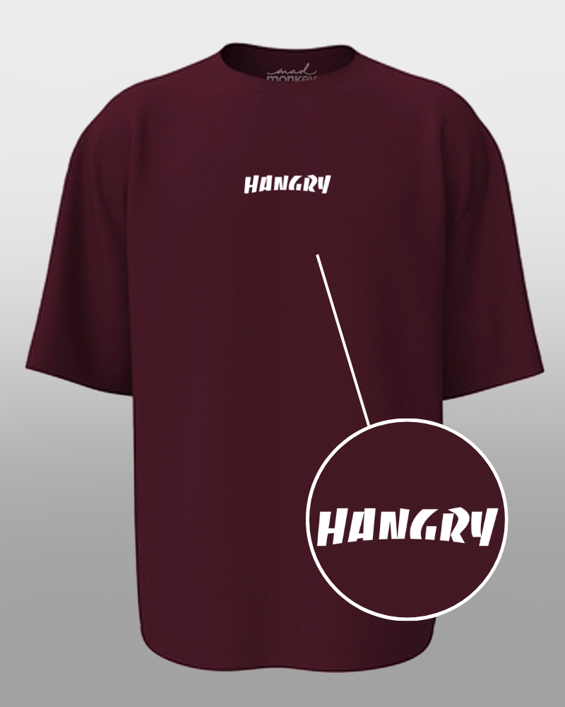 Oversized Drip Minimals : Hangry Maroon Unisex T-shirt
