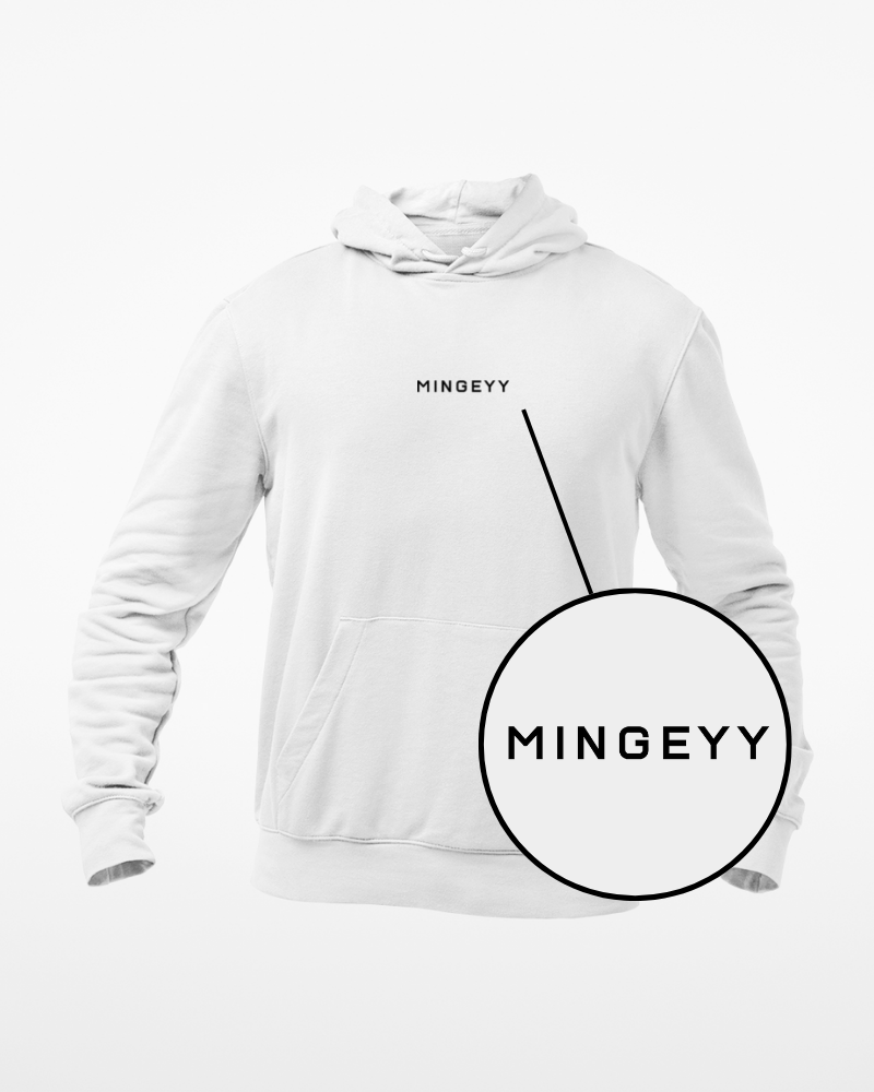 Mingey Minimal Unisex Hoodie White