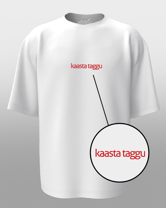 Oversized Telugu Minimals : Kaasta Taggu White Unisex T-shirt