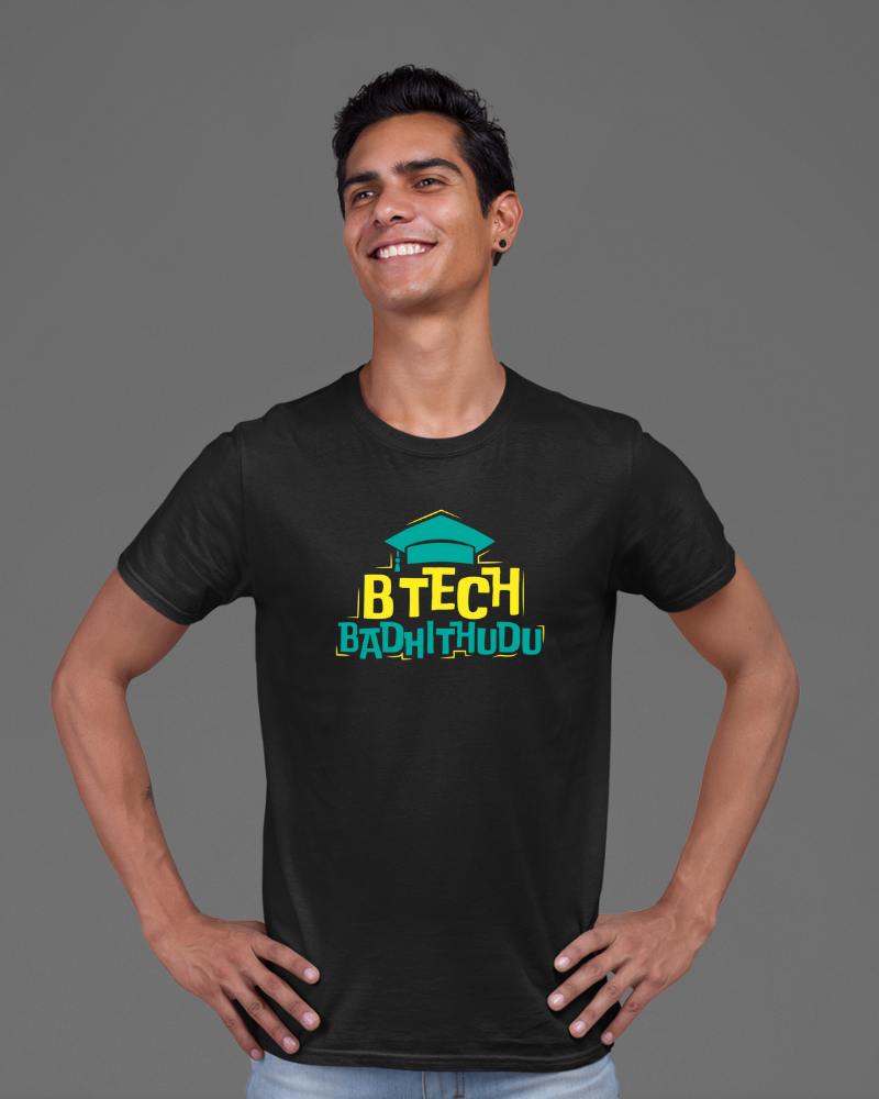 B.Tech Badhithudu Unisex T-shirt Navy Blue