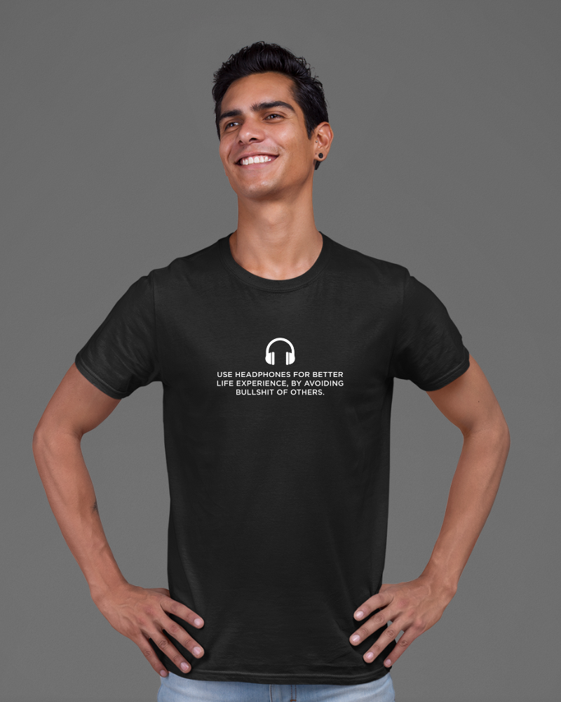 Use Headphones Unisex T-shirt Black - Mad Monkey