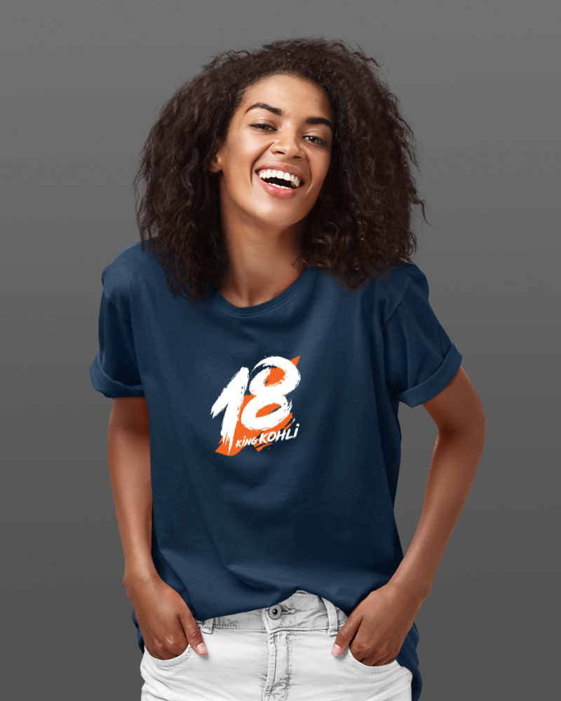 King Kohli 18 Unisex T-shirt Navy Blue - Mad Monkey