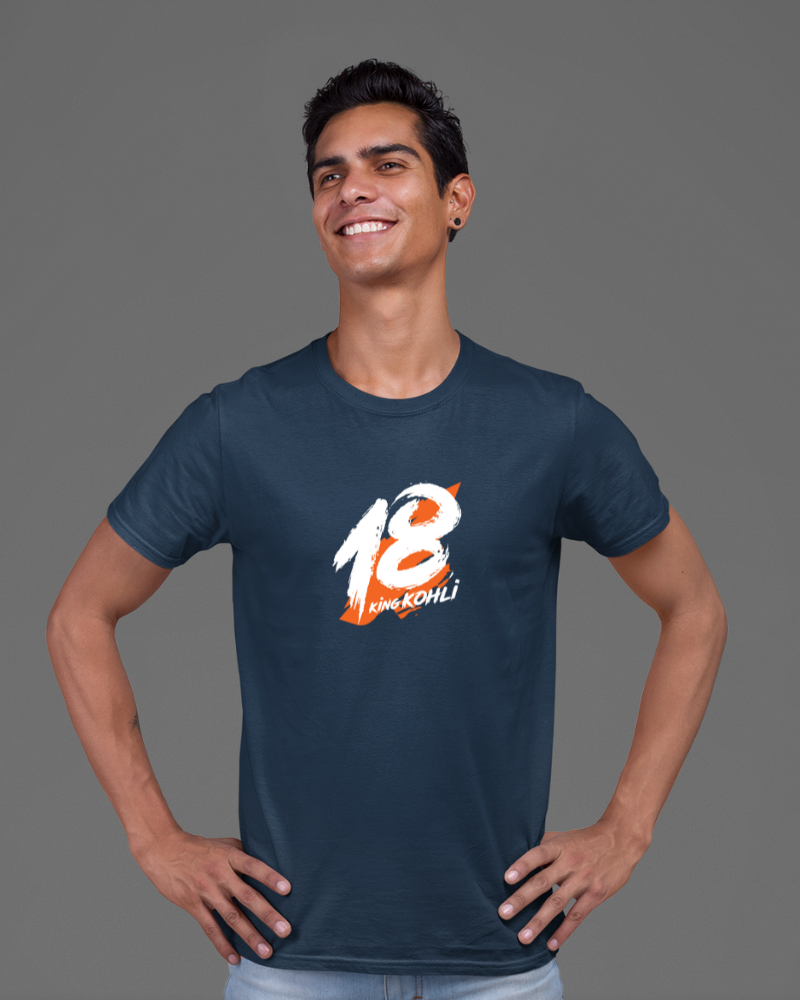King Kohli 18 Unisex T-shirt Navy Blue - Mad Monkey