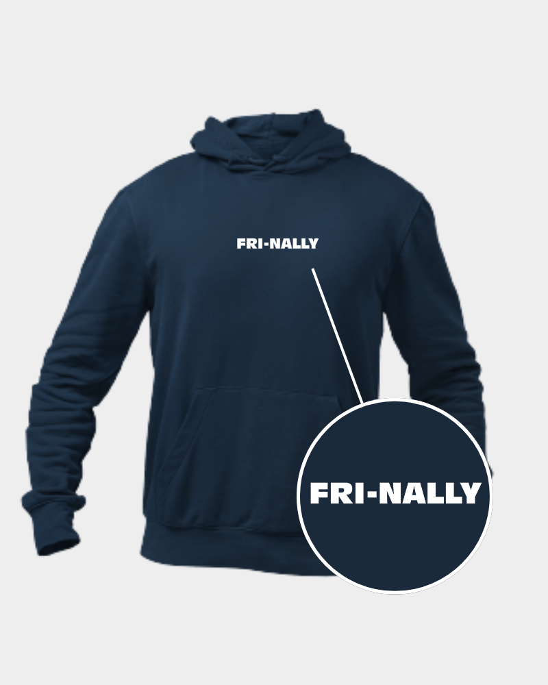 Fri-Nally Minimal Unisex Hoodie Navy Blue