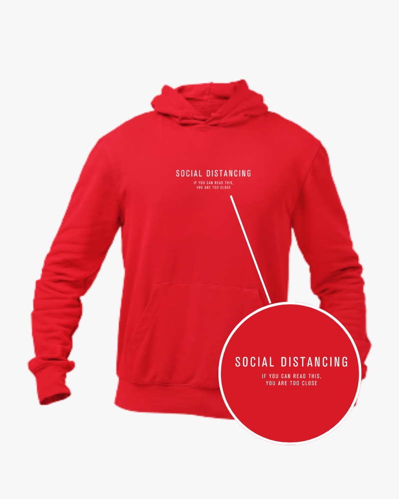 Social Distancing Minimal Unisex Hoodie Red
