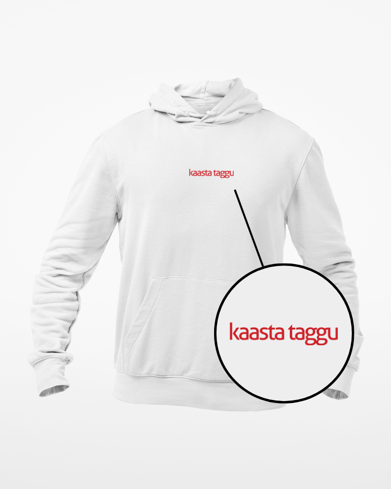 Kaasta Taggu Minimal Unisex Hoodie White