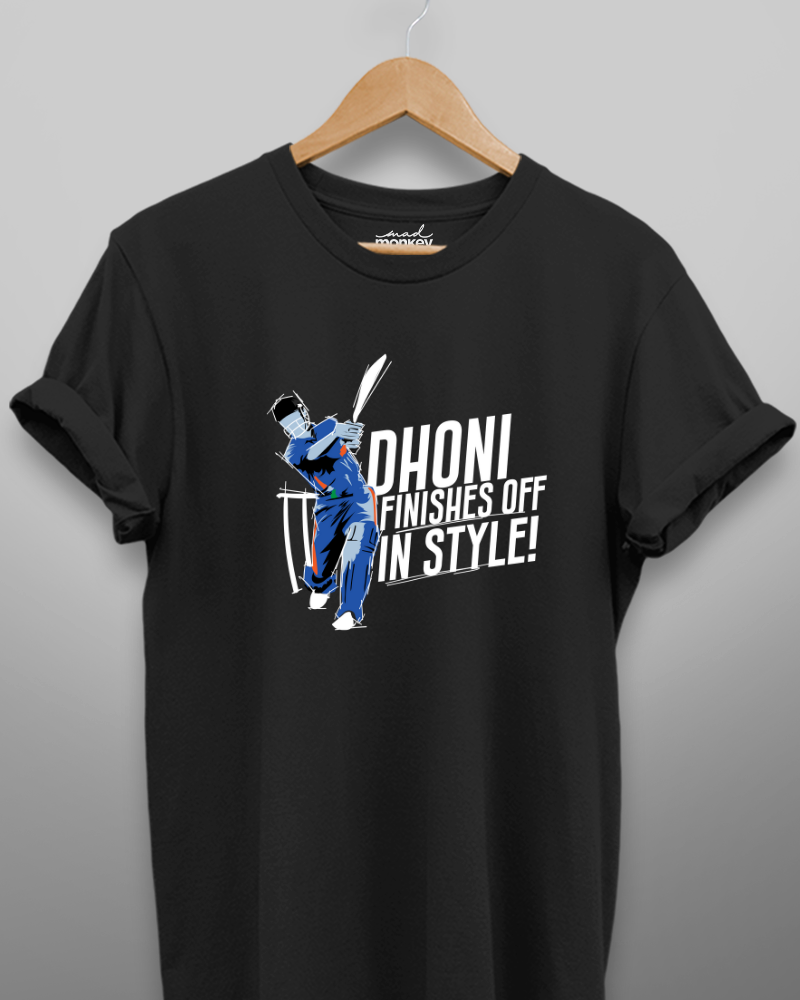 Dhoni Finishes Off in Style Unisex T-shirt Black