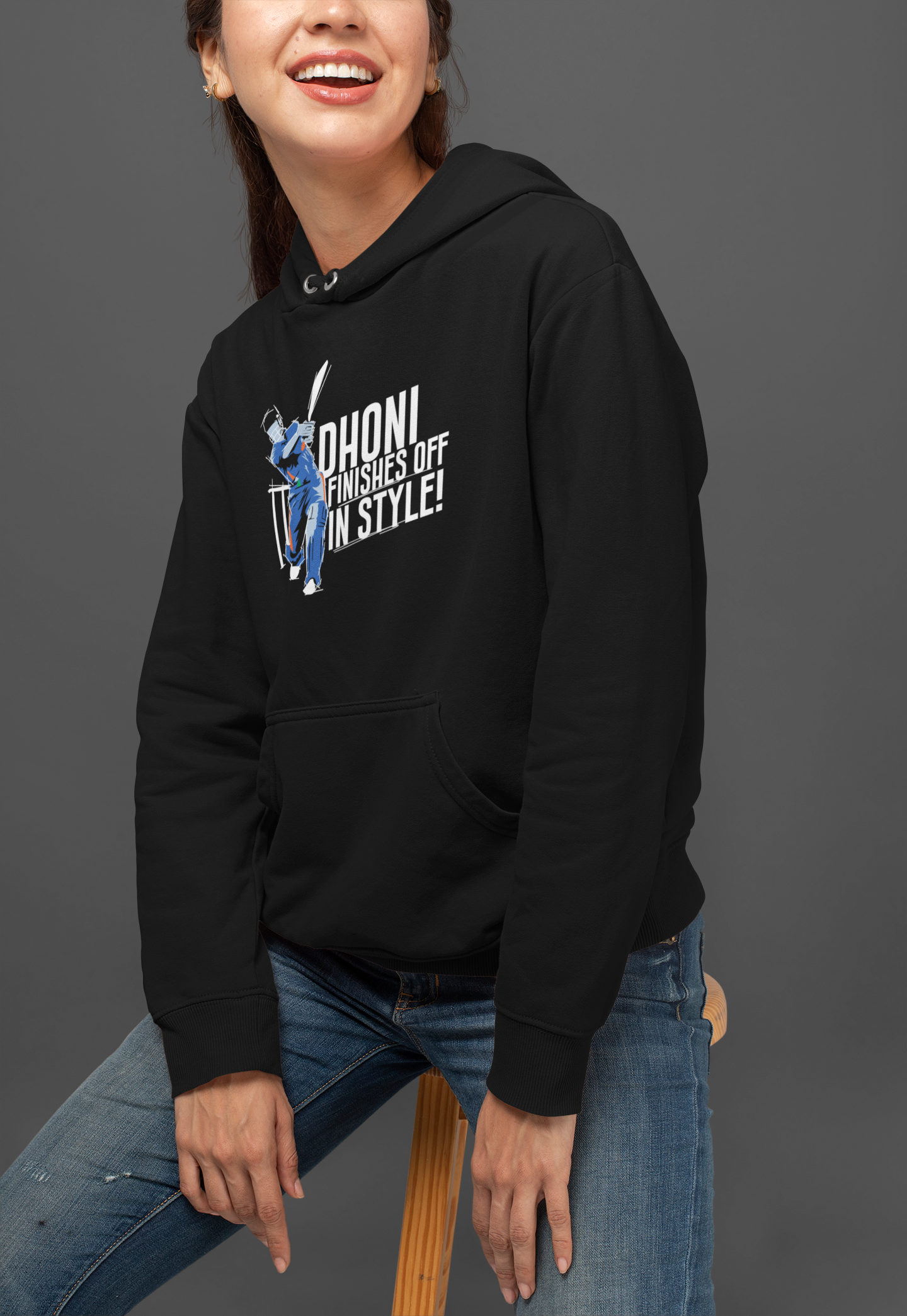 Dhoni Finishes Off in Style Unisex Hoodie Navy Blue